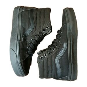 Vans Sk8-Hi Canvas Skate Sneakers Sz Mens 3 Women 4.5 Triple Black Lace Up #1333
